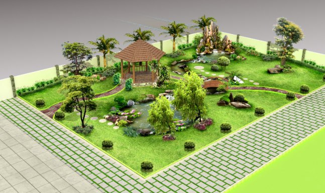 Thiết kế cảnh quan, tiểu cảnh sân vườn biệt thự nhà phố theo phong thủy