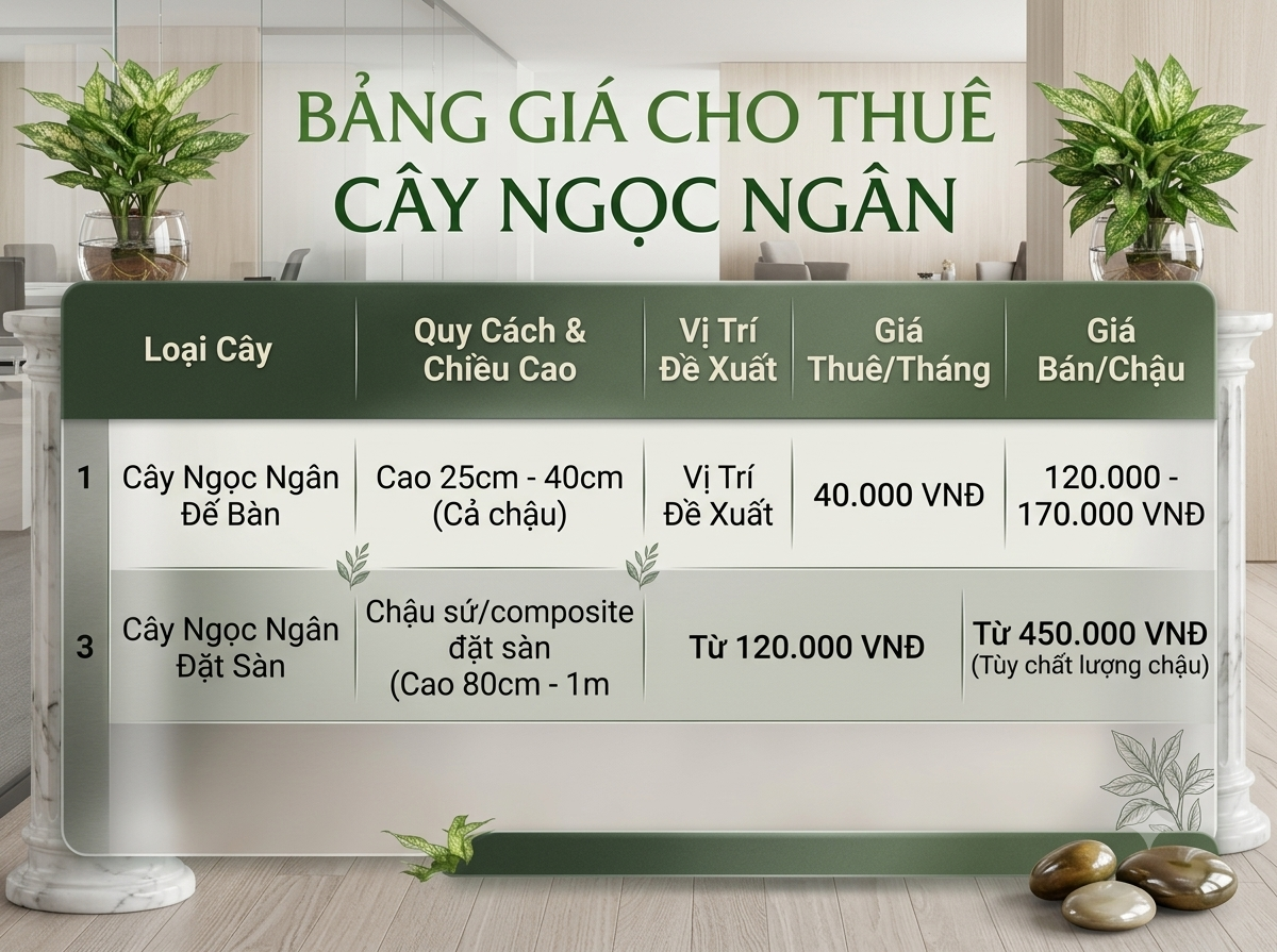 Bảng giá cho thuê cây ngọc ngân tại Hà Nội _Vinatrees