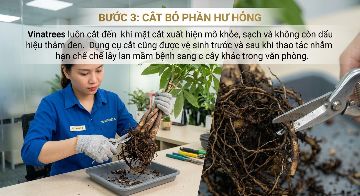 Cắt bỏ phần rễ bị hư hỏng