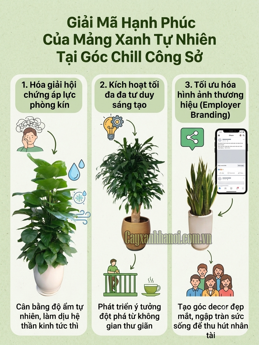 Cây xanh văn phòng tại góc chill nơi công sở