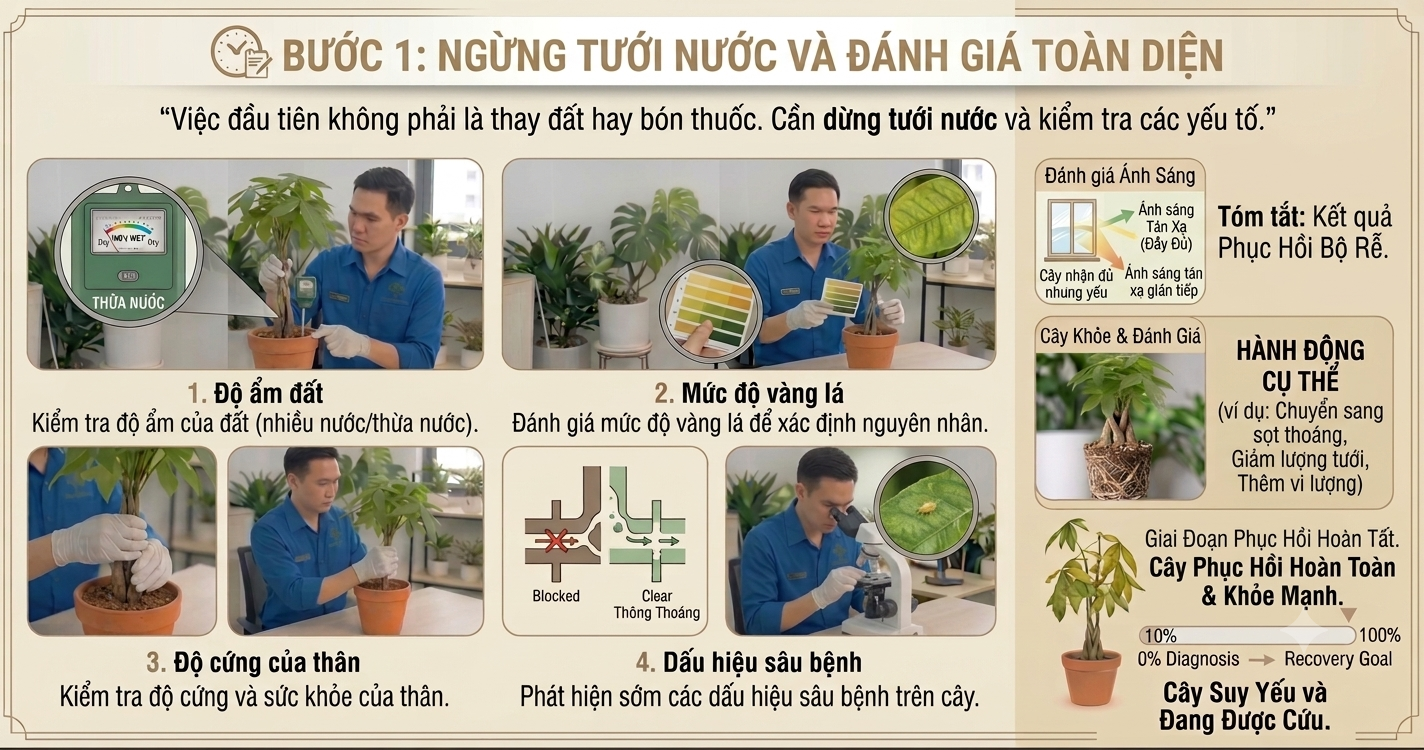 Ngừng tưới nước và đánh giá toàn diện