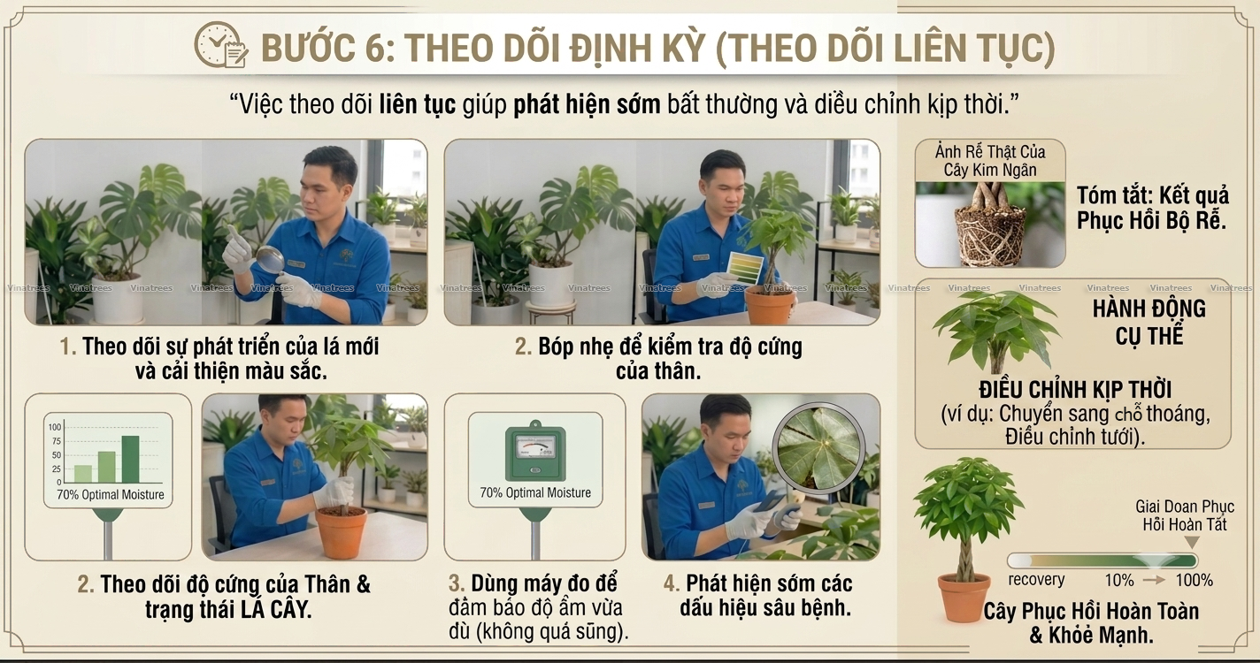 Nhân viên chăm sóc Vinatrees sẽ theo dõi định kỳ cho dịch vụ thuê cây cảnh văn phòng